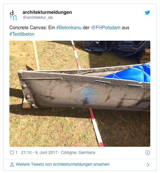 Betonkanu-Regatta 2017 in Köln: Tweet von architekturmeldungen.de