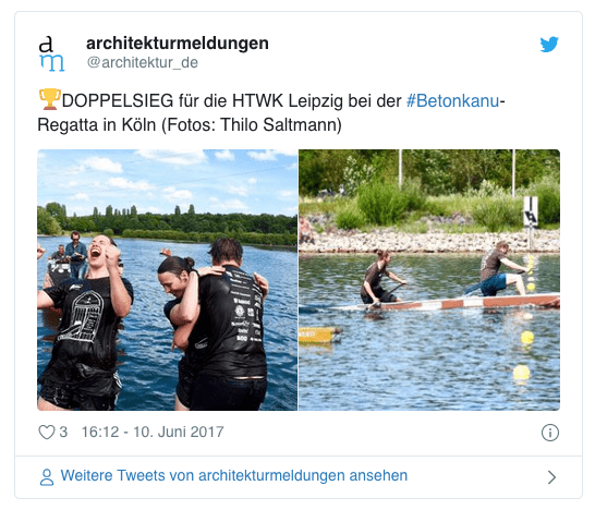 Betonkanu-Regatta 2017 in Köln: Tweet von architekturmeldungen.de