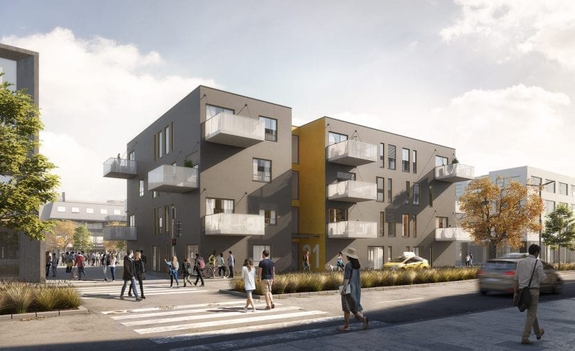 Modulbau-Wohnhaus: Beitrag von ALHO und KZA beim GdW-Wettbewerb "Serieller und modularere Wohnungsbau" 2018 (Grafik: Koschany + Zimmer Architekten KZA)