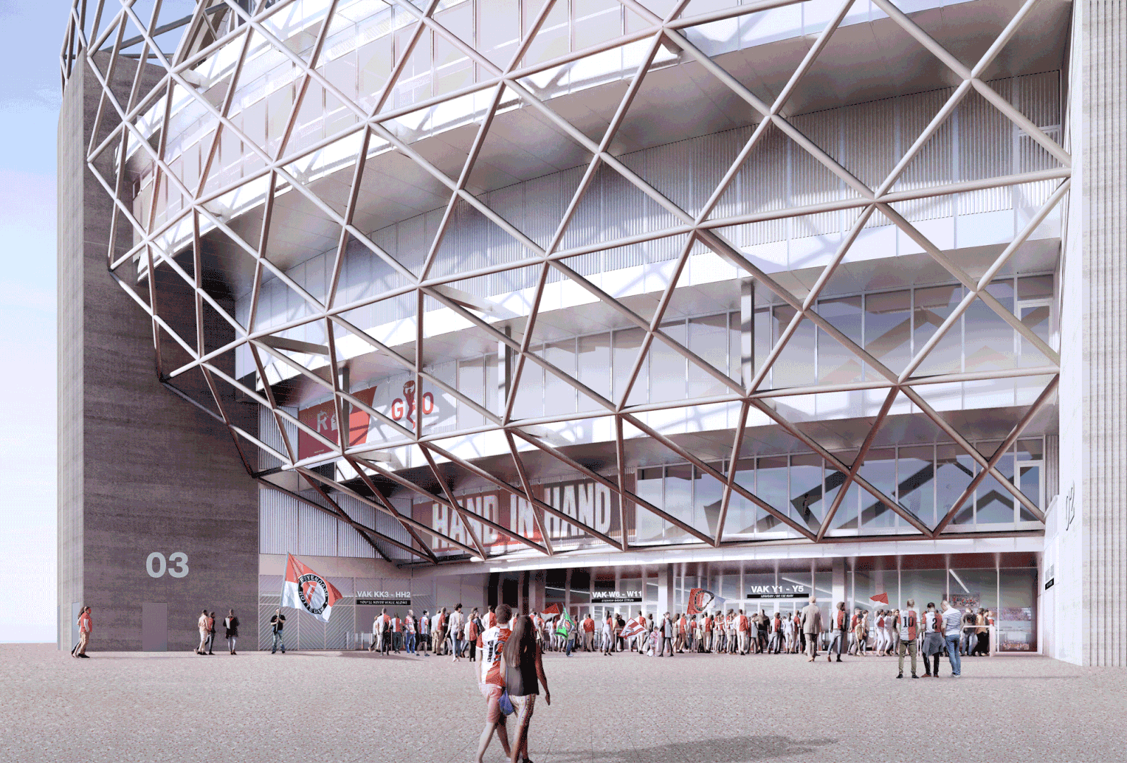 Das neue Fußball-Stadion für Feyenoord Rotterdam (© Image courtesy of OMA and Beauty & The Bit)