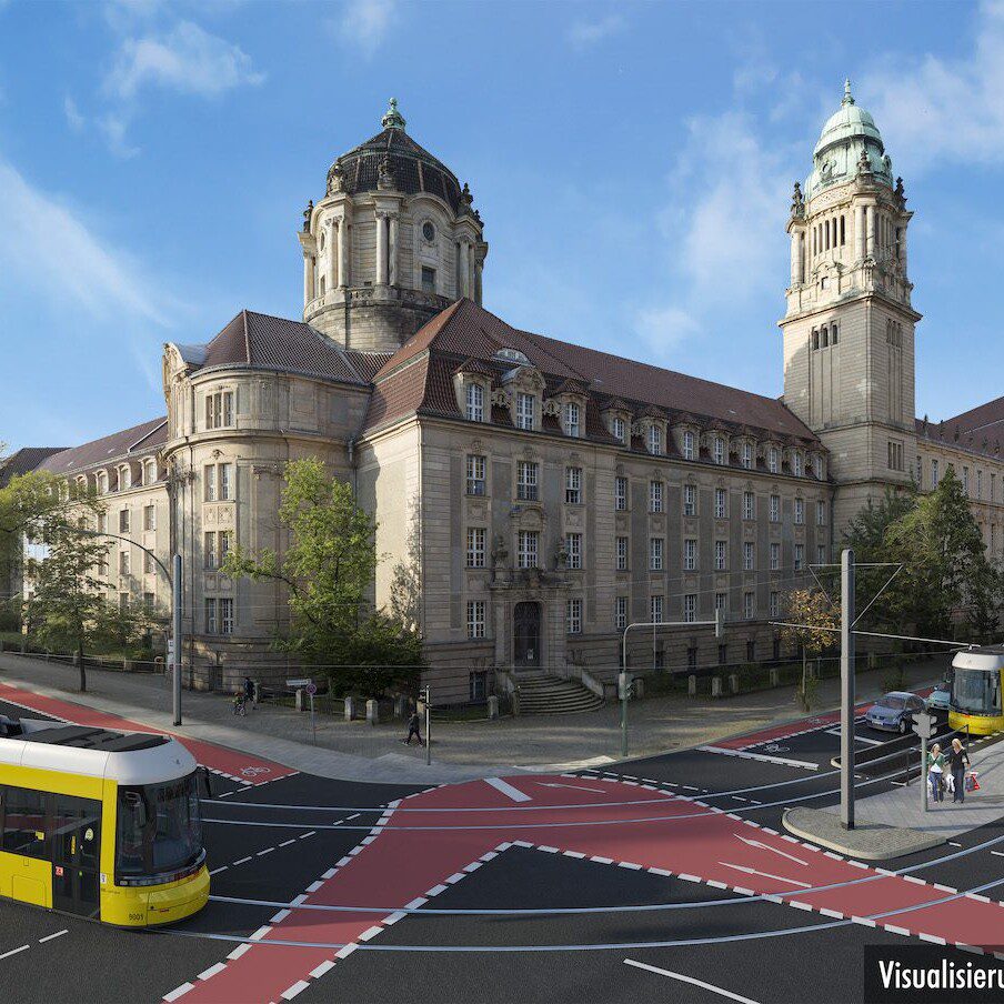 Neubaustrecke Tram M10 von Berlin Hauptbahnhof zum U-Bahnhof Turmstraße (Visualisierung: Vössing Ingenieur GmbH)