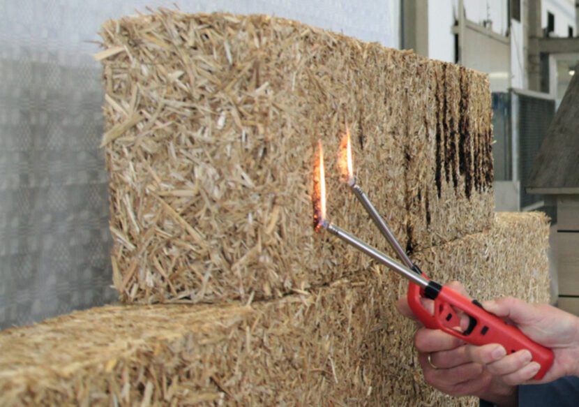 Brandschutz: Durch das von Maxit entwickelte Herstellungsverfahren zeigen die neuen Stroh-Trockenbauplatten kein Glimmverhalten (Foto: maxit)