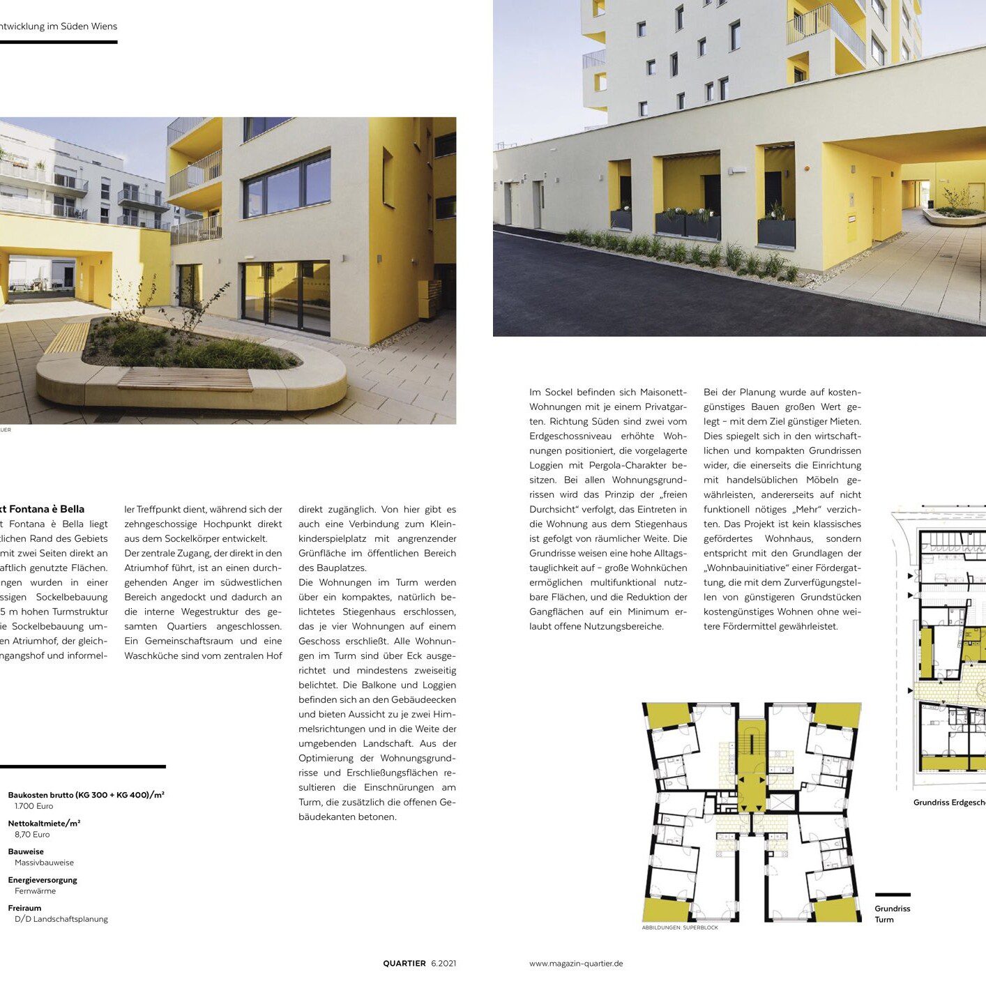 Wohnungsbau-Fachzeitschrift Quartier, Ausgabe 2021/6, Seiten 12 und 13