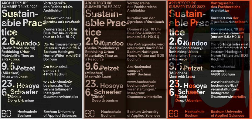 Architecture Summer Talks 2022: Sustainable Practice – Hochschule Bochum (Poster: Veranstalter / BANK™)