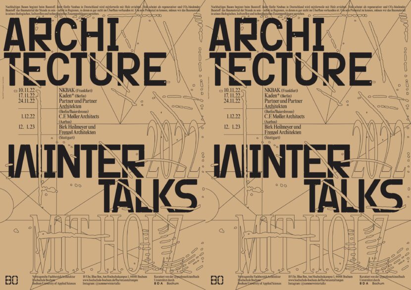 Die Architecture Winter Talks 2022 des Fachbereichs Architektur an der Hochschule Bochum finden in der "Blue Box" statt (Abbildung: Hochschule Bochum / @bank_graphic_design_today)