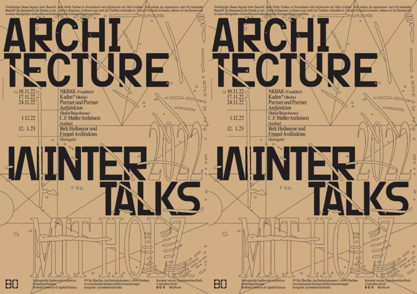 Die Architecture Winter Talks 2022 des Fachbereichs Architektur an der Hochschule Bochum finden in der "Blue Box" statt (Abbildung: Hochschule Bochum / @bank_graphic_design_today)