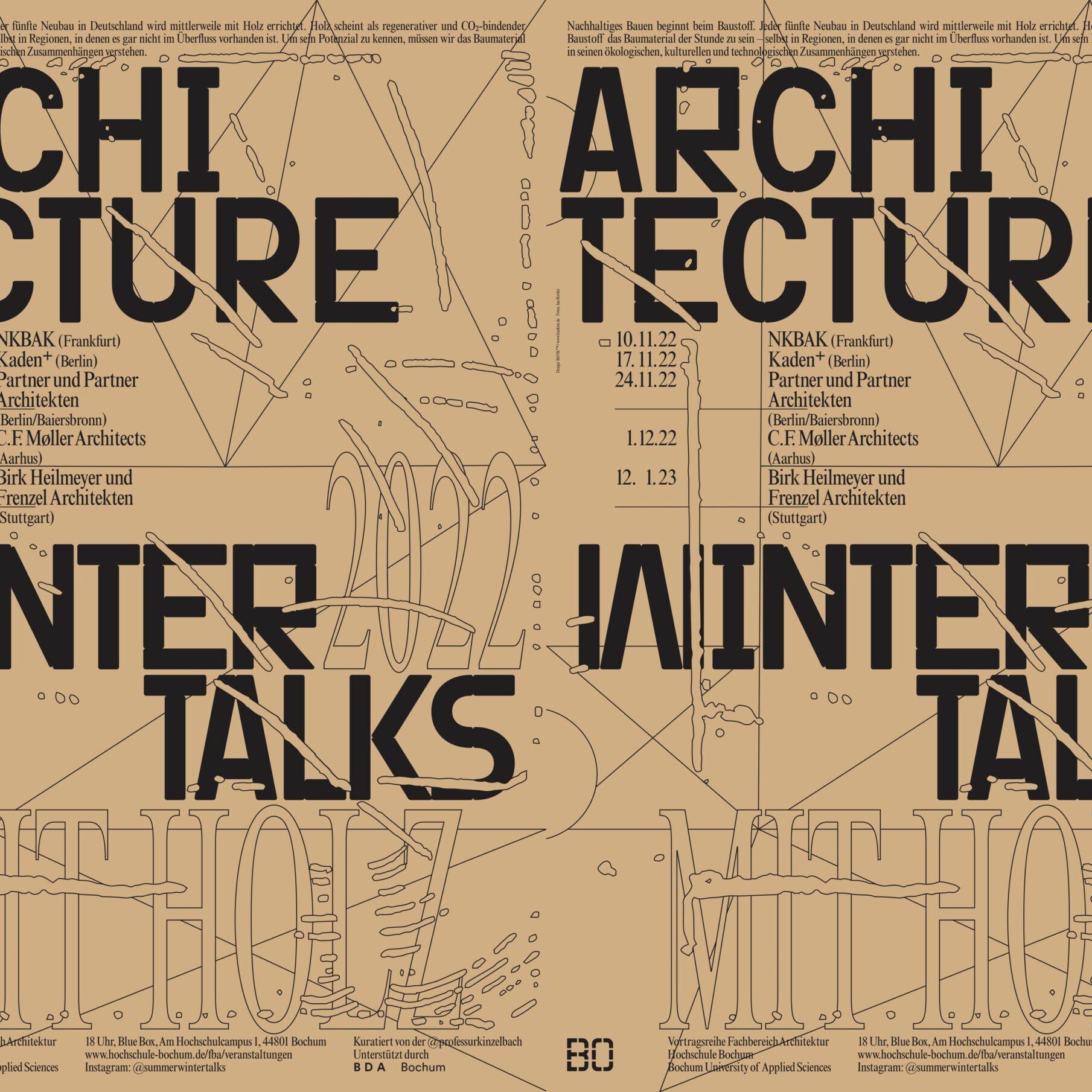 Die Architecture Winter Talks 2022 des Fachbereichs Architektur an der Hochschule Bochum finden in der