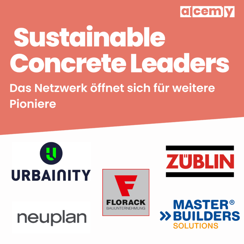 Nachhaltiger Beton: Erweiterung des Sustainable Concrete Leaders Netzwerks um neue Mitglieder aus der Wertschöpfungskette Bau (Grafik: alcemy GmbH)
