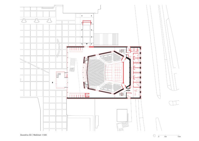 Orchestersaal, Grundriss Erdgeschoss (Abbildung © gmp Architects)