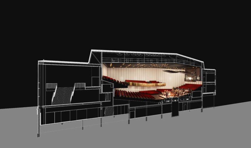 Konzertsaal am Kieler Schloss, 3D-Schnitt (Abbildung © gmp Architects)
